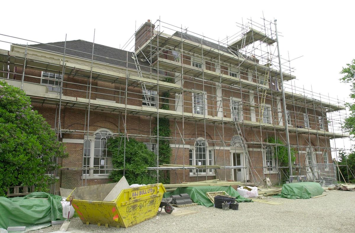 The Grade II-listed Forest Lodge, in Windsor Great Park, Berkshire, a Georgian mansion once admired by both King George IV and King Edward VIII  which will soon be available for rent it was announced.   *...The 8 bedroomed house is currently undergoing   1.5 million restoration work to retain its fine period detail but will be ready for occupation in the autumn for   15,000 a month. It features original stonework, elaborate plaster cornices and ceiling decoration, exquisite marble fireplaces, Venetian windows and a half-barrel vaulted hallway ceiling and is worth an estimated   5.5 million.   (Photo by John Stillwell - PA Images/PA Images via Getty Images)