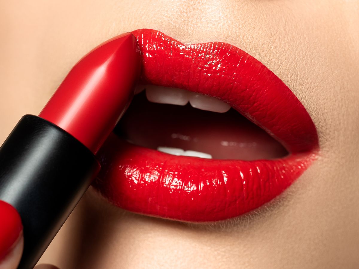 Close up view of beautiful woman lips