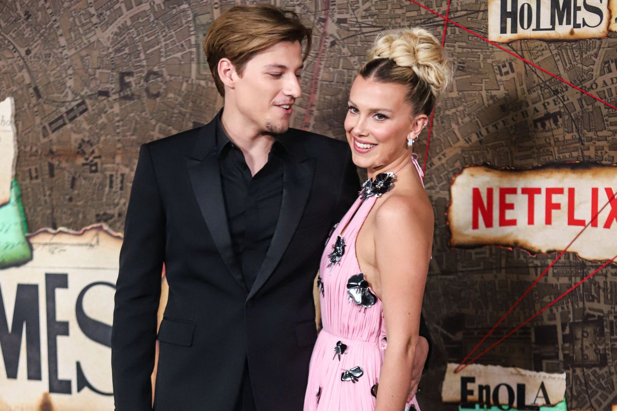 (FILE) Millie Bobby Brown and Husband Jake Bongiovi Welcome First Baby Together. The couple announced they welcomed their first baby via adoption on Instagram on Thursday, August 21, 2025. MANHATTAN, NEW YORK CITY, NEW YORK, USA - OCTOBER 27: American actor Jake Bongiovi and girlfriend/British actress Millie Bobby Brown wearing Louis Vuitton arrive at the World Premiere Of Netflix's 'Enola Holmes 2' held at The Paris Theater on October 27, 2022 in Manhattan, New York City, New York, United States. (Photo by Jordan Hinton/Image Press Agency/NurPhoto) (Photo by Image Press Agency / NurPhoto via AFP)