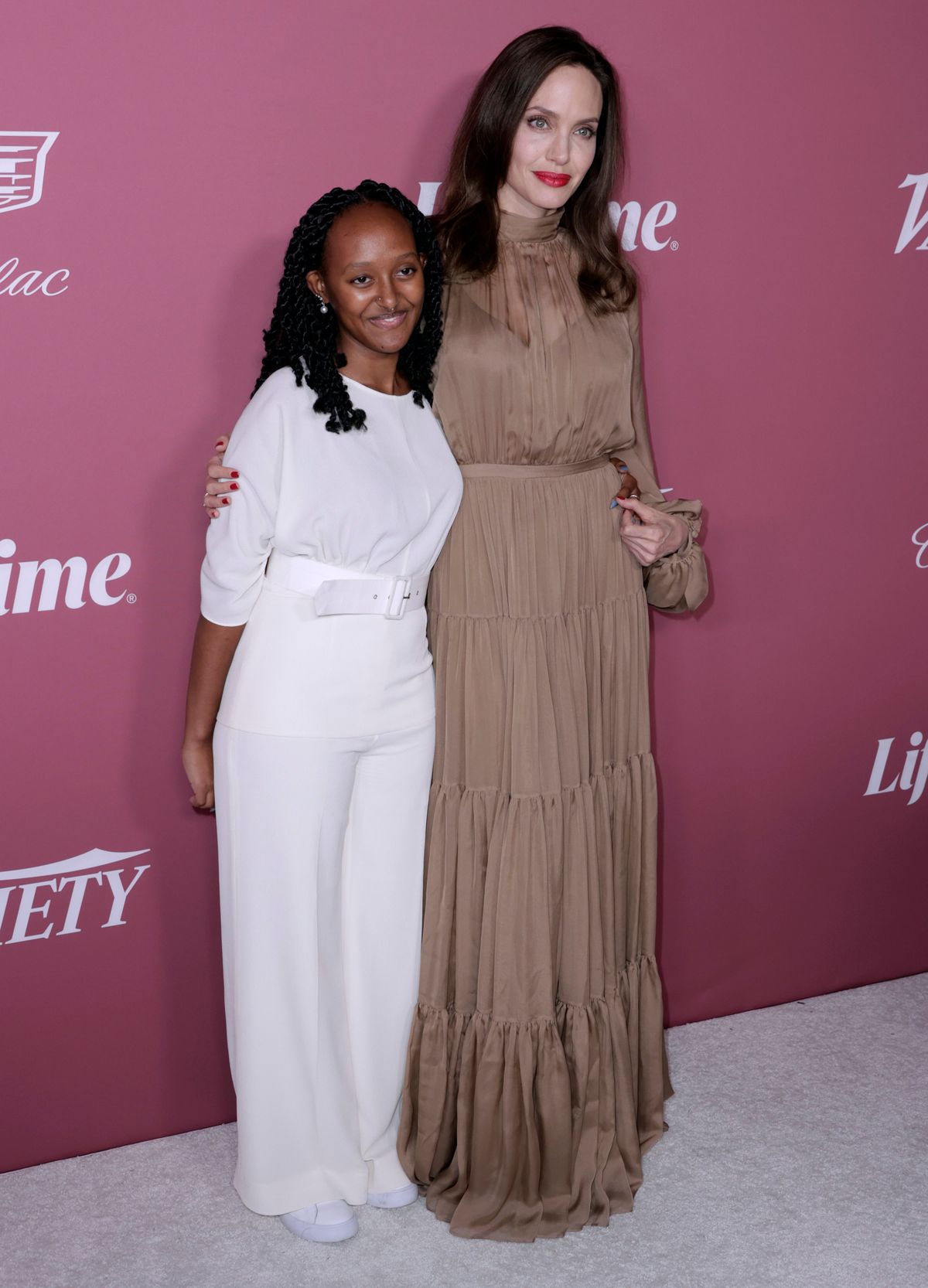 BEVERLY HILLS, CALIFORNIA - SEPTEMBER 30: (L-R) Zahara Jolie-Pitt and Angelina Jolie attend Variety's Power Of Women at Wallis Annenberg Center for the Performing Arts on September 30, 2021 in Beverly Hills, California. (Photo by Frazer Harrison/Getty Images)