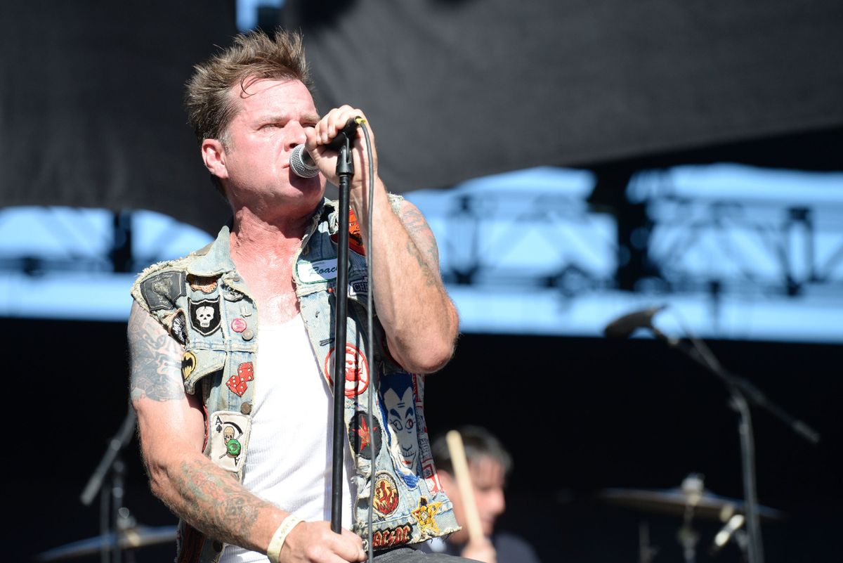 IRVINE, CA - AUGUST 15:  Singer David Roach of Junkyard performs onstage at the Cathouse Festival at Irvine Meadows Amphitheatre on August 15, 2015 in Irvine, California.  (Photo by Scott Dudelson/Getty Images,)