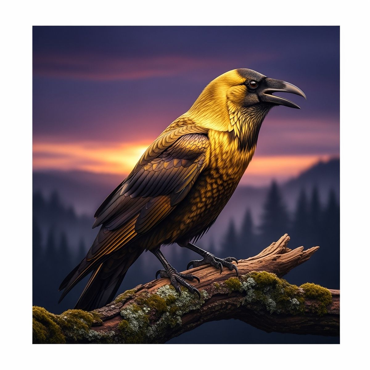 Raven golden bird