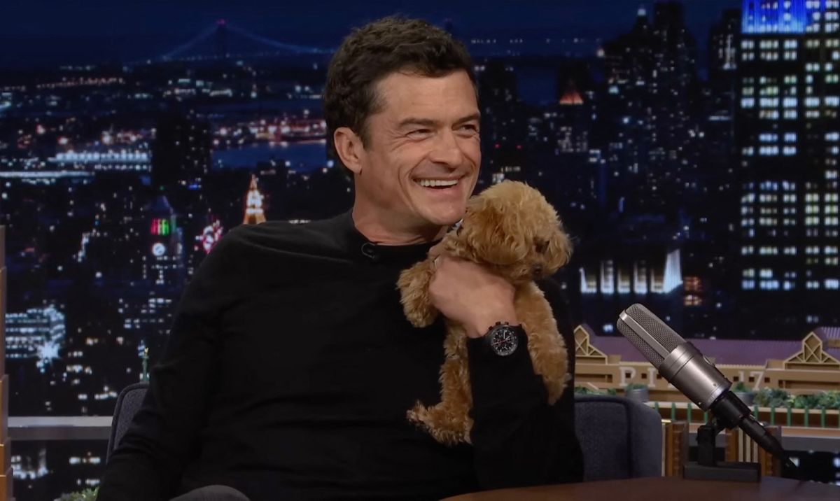Pictures must credit: NBC Lord of the Rings star Orlando Bloom showed some puppy love — when he brought his pet dog on to the USA’s Jimmy Fallon talk show. The British born actor, 48, cuddled up to his miniature poodle named Biggie Smalls and said the dog was his emotional support animal. Bloom, who is married to pop star Katie Perry, 40, revealed he got Biggie 10 months ago and he was a near constant travelling companion. He was on the Fallon show to promote new comedy thriller movie, Deep Cuts in which he plays an actor who goes undercover to help police smash a drugs gang. He revealed:” I was told I need a whisper of a dog. “I travel so much, but I do love dogs.” Fallon, 50, asked: “He goes with you everywhere?” But Bloom explained: “He’s a real emotional-support animal, because I'm very emotional right now sitting here.” Picture supplied by JLPPA