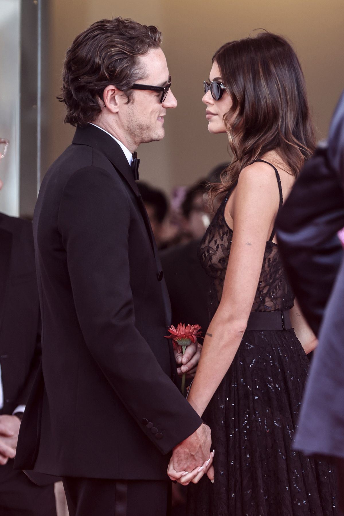 VENICE, ITALY - SEPTEMBER 01: Kaia Gerber and Lewis Pullman attend "The Testament Of Ann Lee" red carpet during the 82nd Venice International Film Festival on September 01, 2025 in Venice, Italy. (Photo by Alessandra Benedetti - Corbis/Corbis via Getty Images)