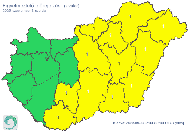 Szerdai időjárás: a fél országra figyelmeztetést adtak ki