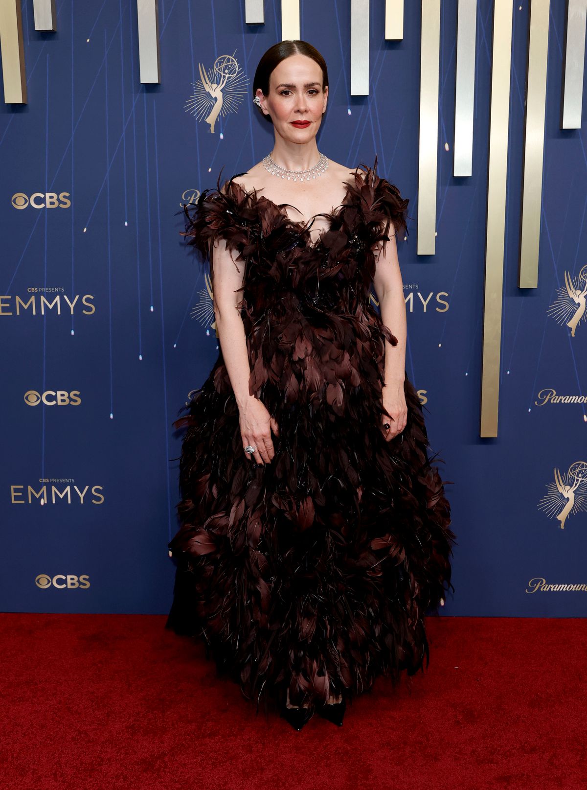 LOS ANGELES, CALIFORNIA - SEPTEMBER 14: Sarah Paulson attends the 77th Primetime Emmy Awards at Peacock Theater on September 14, 2025 in Los Angeles, California. (Photo by Frazer Harrison/Getty Images)