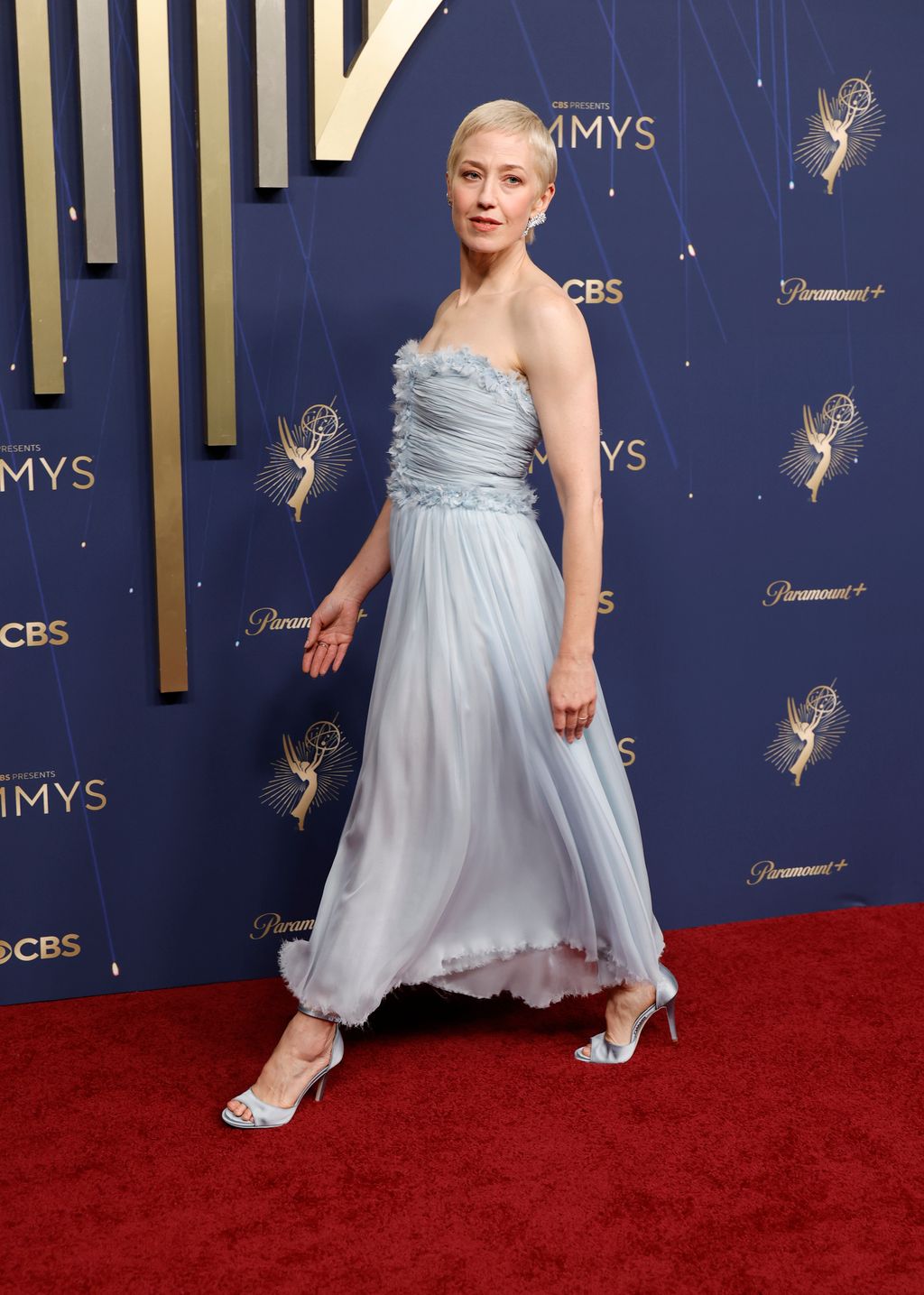 Carrie Coon, a Fehér Lótusz sorozat 3. évadának szereplője a 2025-s Emmy-díjátadón