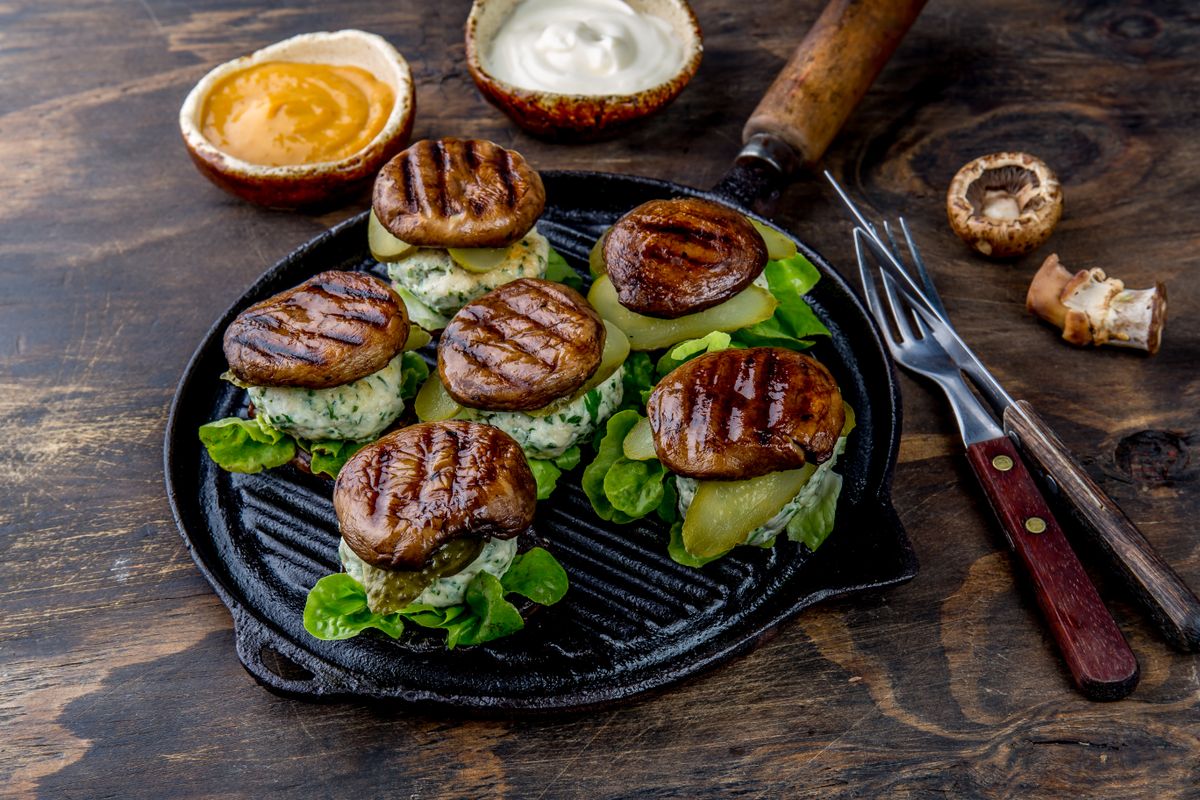 portobello hamburger, vegán hamburger recept