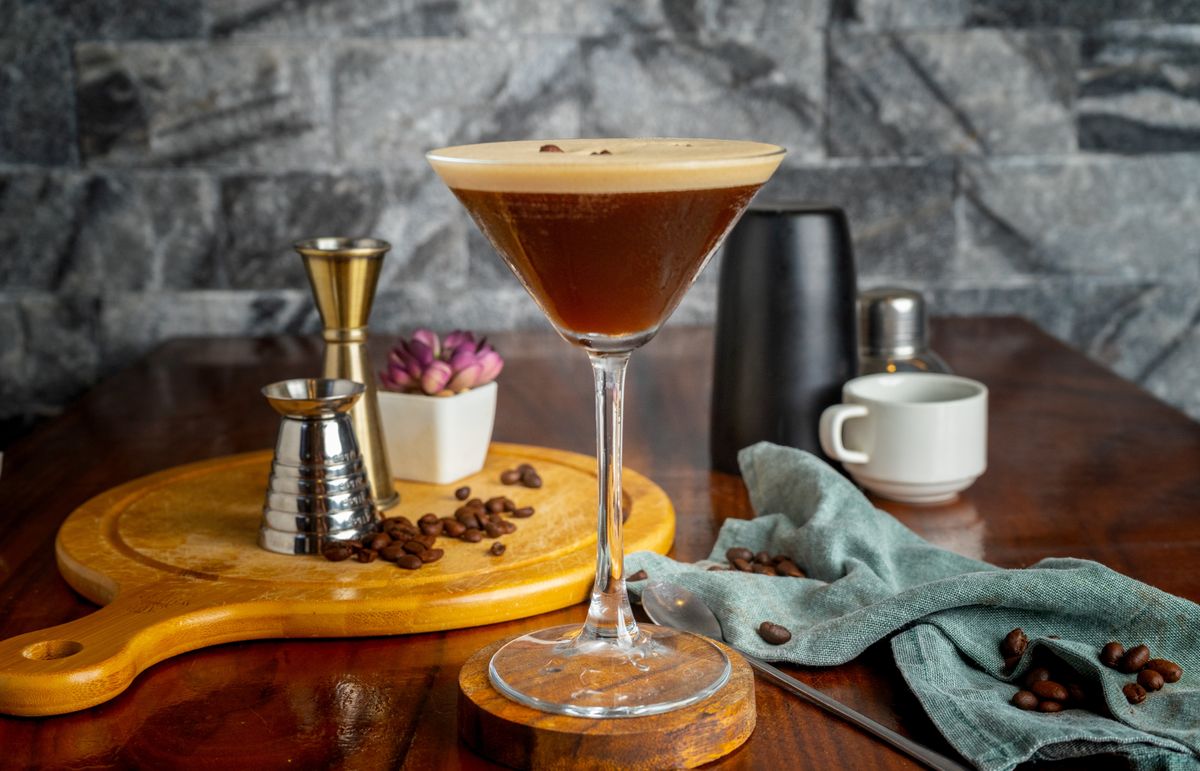 Close up espresso martini cocktail