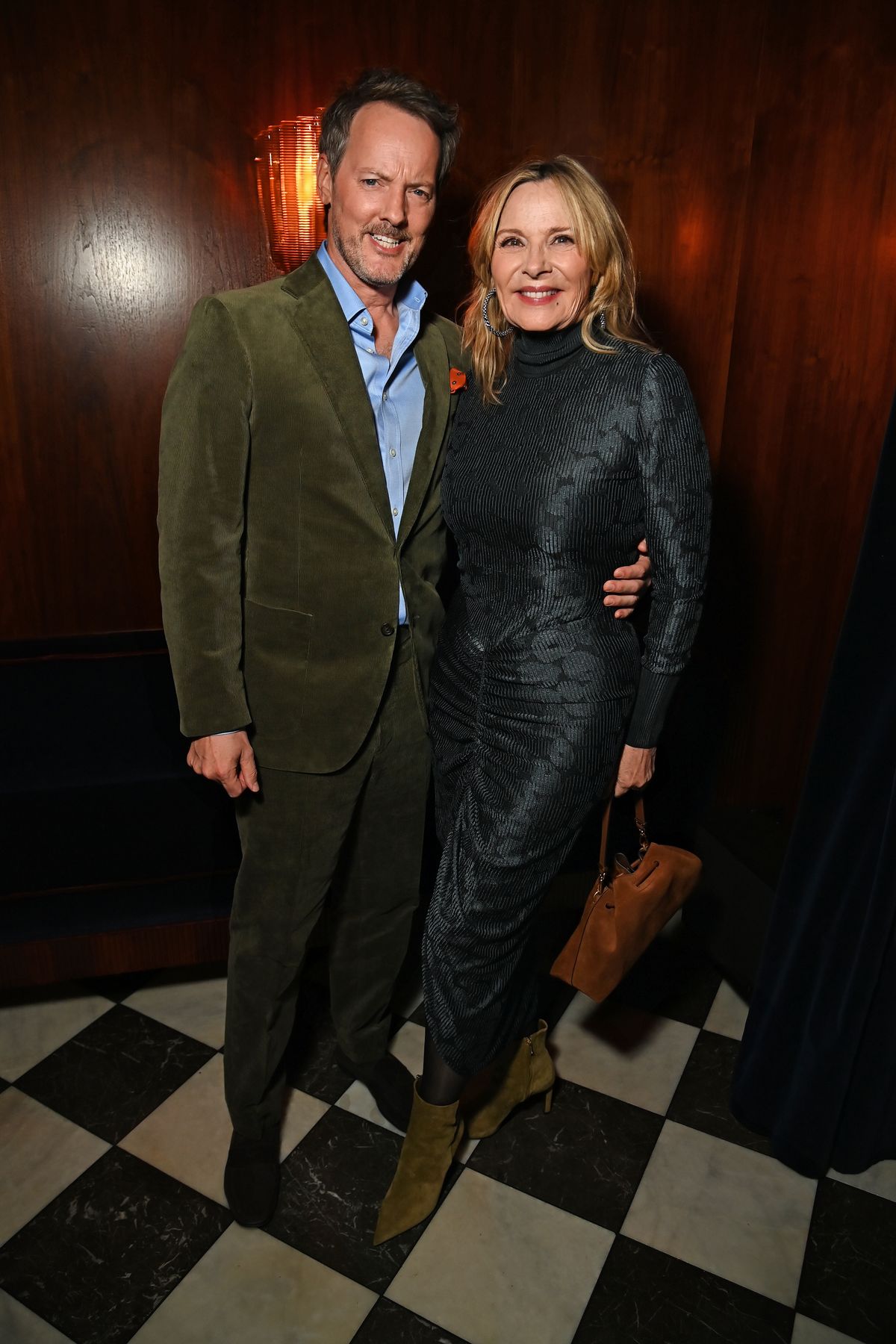LONDON, ENGLAND - SEPTEMBER 15: Russell Thomas and Kim Cattrall attend the Jimmy Choo 'Meet Me At The Bar' dinner at The Dover, London on September 15, 2025 in London, England. (Photo by Dave Benett/Getty Images for Jimmy Choo)