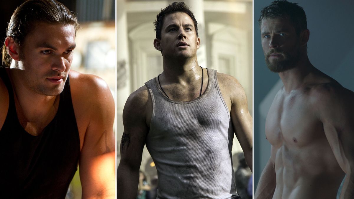 A himbo vonzó férfi tulajdonságok példái: Jason Momoa, Channing Tatum és Chris Hemsworth.