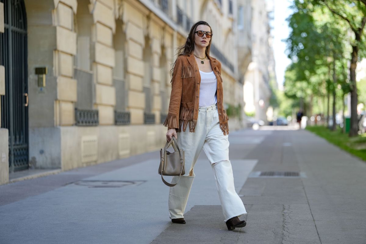 fehér szaggatott farmer