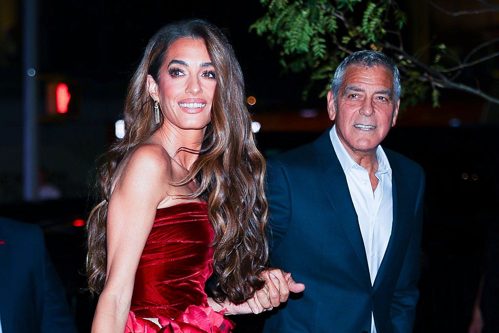 NEW YORK, NEW YORK - SEPTEMBER 29: Amal Clooney and George Clooney attend the "Jay Kelly" red carpet during 63rd New York Film Festival at Alice Tully Hall, Lincoln Center on September 29, 2025 in New York City. (Photo by Aeon/GC Images)