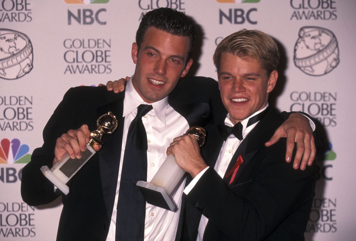 Actor Ben Affleck and actor Matt Damon attend the 55th Annual Golden Globe Awards on January 18, 1998 at Beverly Hilton Hotel in Beverly Hills, California. (Photo by Ron Galella, Ltd./Ron Galella Collection via Getty Images)