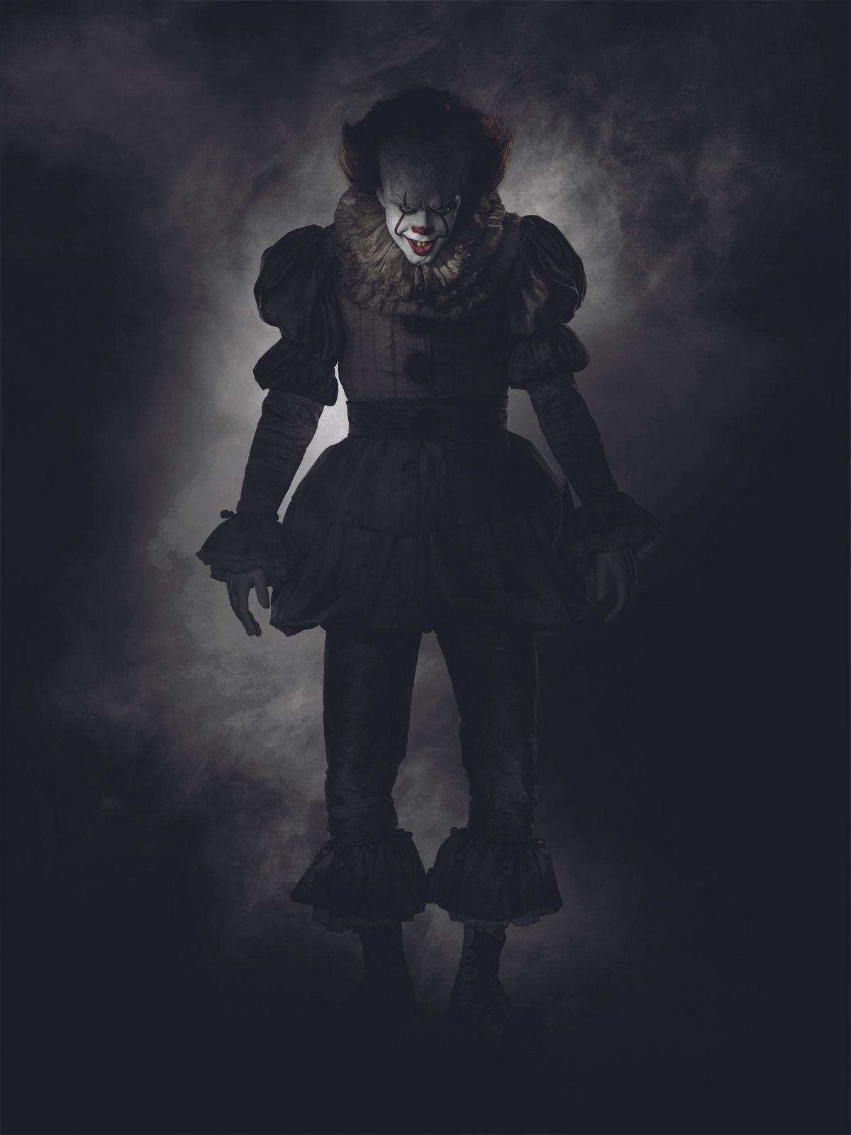 RELEASE DATE: September 8, 2017 TITLE: It STUDIO: New Line Cinema DIRECTOR: Andy Muschietti PLOT: A group of bullied kids band together when a shapeshifting demon, taking the appearance of a clown, begins hunting children. STARRING: BILL SKARSGARD as Pennywise poster art.