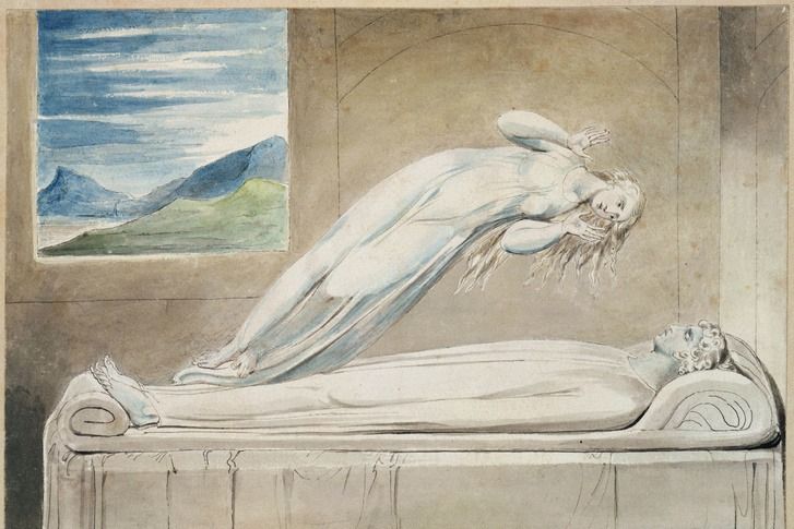 William Blake 1805-ös illusztrációja Robert Blair skót költő „A sír” című verséhez