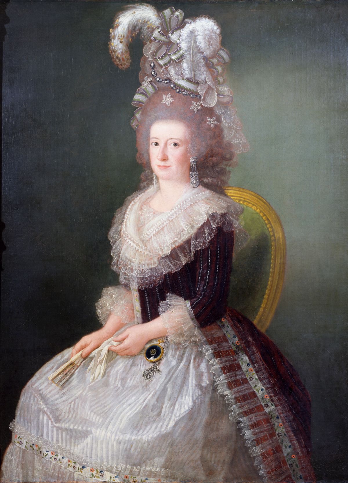 1785-ös portré, amin a hölgy látványos parókát visel.