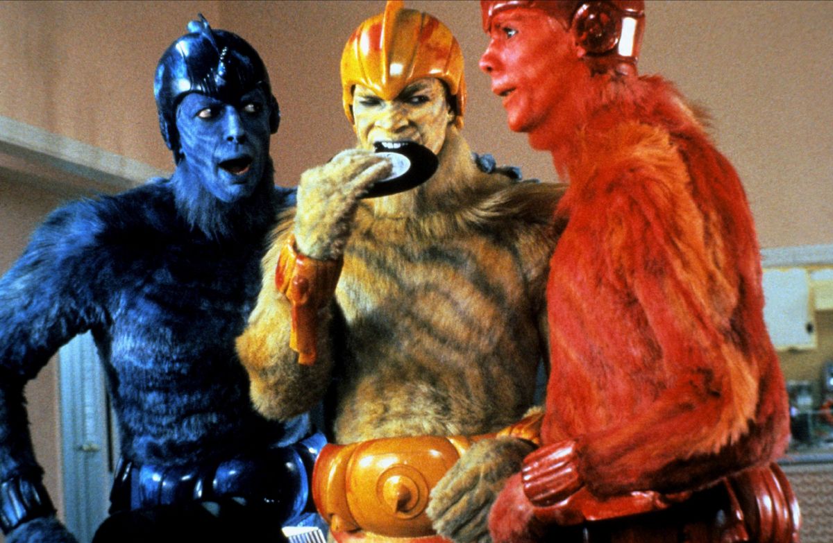 Jeff Goldblum, Damon Wayans &amp; Jim Carrey  Characters: Mac,Zeebo &amp; Wiploc Film: Earth Girls Are Easy (USA/UK 1988)  Director: Julien Temple 09 September 1988     Date: 09 September 1988,Image: 473348257, License: Rights-managed, Restrictions: Please use full Credit line: Mary Evans/AF Archive/Kestrel Films. **Warning** This Photograph is for editorial use only and is the copyright of Kestrel Films and/or the Photographer assigned by the Film or Production Company &amp; can only be reproduced by, Model Release: no