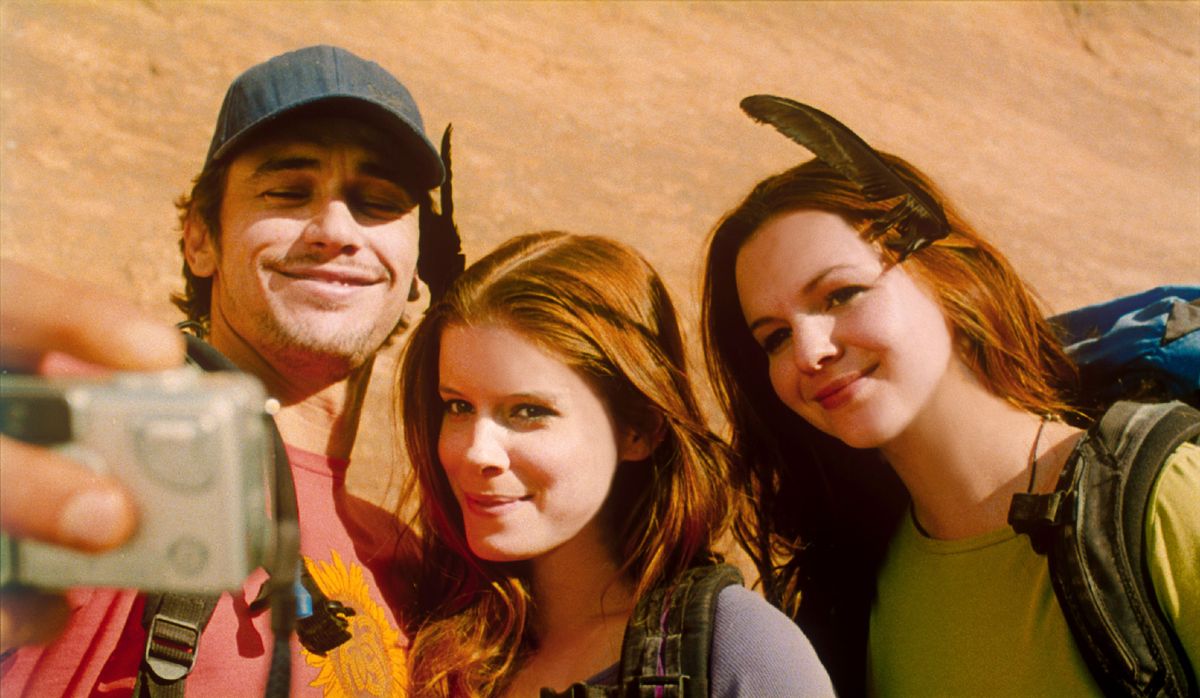 RELEASE DATE: November 5, 2010. MOVIE TITLE: 127 Hours. STUDIO: Fox Searchlight Pictures. PLOT: A mountain climber becomes trapped under a boulder while canyoneering alone near Moab, Utah and resorts to desperate measures in order to survive. PICTURED: JAMES FRANCO as Aron Ralston, KATE MARA and AMBER TAMBLYN.