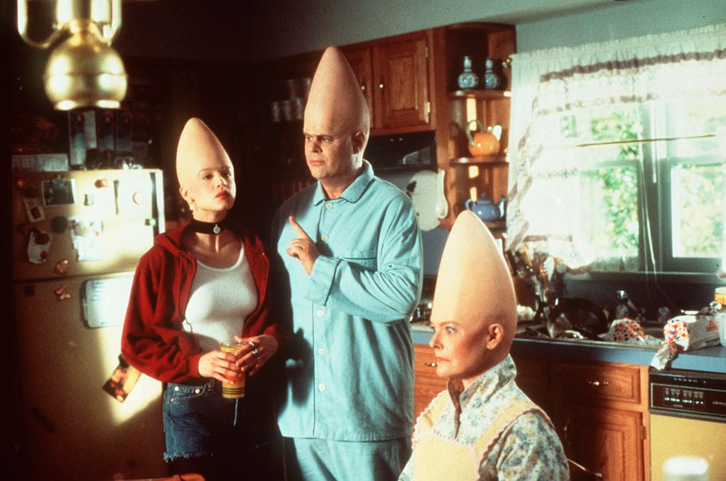 'Coneheads' by Steve Barron; starring Michelle Burke, Dan Aykroyd, Jane Curtin. Made in USA, 1993.
