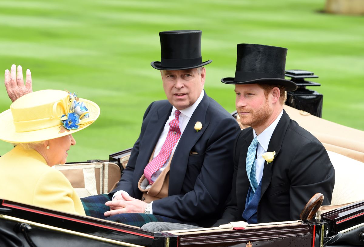 14 June 2016...Royal Ascot 2016 held at Ascot Racecourse, Ascot, Berkshire...Here: Prince Harry and Andrew, The Duke of York. (Photo by Justin Goff Photos/Getty Images)