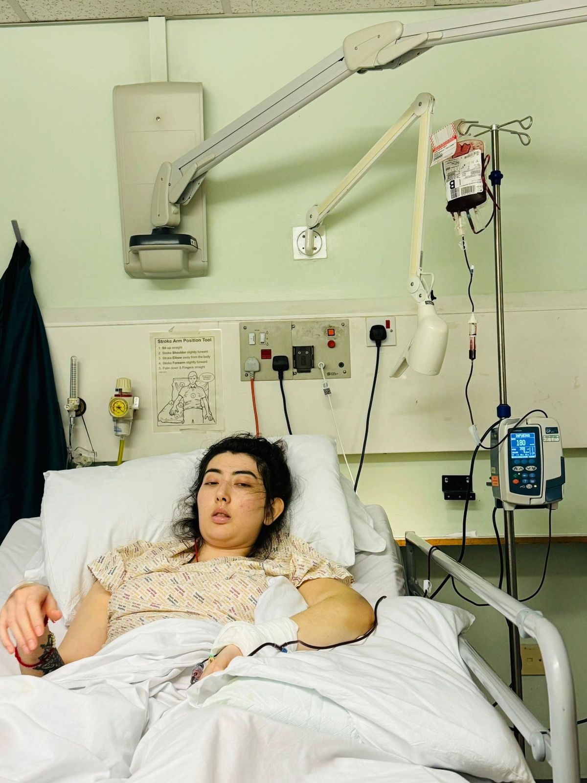 Pic from Kennedy News & Media (Pictured: CATHY WARREN, 29, IN HOSPITAL AFTER HER STROKE.) A holidaymaker says her life 'changed forever' when she suffered a stroke on a girls' trip abroad - and woke up with a THAI ACCENT. Cathy Warren, from Basingstoke, Hampshire, went on holiday to Fethiye, Turkey, celebrating her 28th birthday with pals in September 2024 and planned to go out for a birthday meal. While walking to dinner on September 27th says she was hit with a wave of dizziness before her 'legs stopped working' and she was unable to walk any further. DISCLAIMER: While Kennedy News and Media uses its best endeavours to establish the copyright and authenticity of all pictures supplied, it accepts no liability for any damage, loss or legal action caused by the use of images supplied and the publication of images is solely at your discretion. SEE KENNEDY NEWS COPY - 0161 697 4266