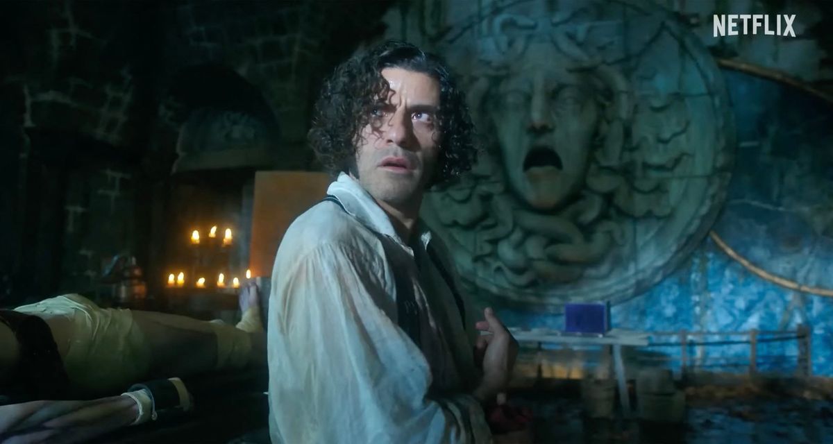 Picture MUST credit: Netflix Here’s the first facial glimpse of Saltburn actor Jacob Elordi as the monster in a new big screen adaptation of Frankenstein. The Australian’s half covered face is revealed at the end of the first full trailer for the latest big scare version of British author Mary Shelley's 1818 classic horror novel. Elordi’s face is kept hidden for much of the footage but the final frames show him confronting his maker, US actor Oscar Isaac as Victor Frankenstein. The seemingly indestructible monster lights a stick of dynamite and advises his creator to run. The film has been directed by Mexico’s Guillermo del Toro known for dark movies like Pan’s Labyrinth. Elordi’s face is kept hidden in the trailer but his hooded figure is seen taking on a boat load of sailors. Immune to their bullets he tips a ship trapped in ice over on its side. Another scene shows Isaac’s Frankenstein selecting an eyeball for the being he is creating, A more touching scene shows the monster’s face being caressed by Victor Frankenstein’s fiancee played by Mia Goth The all-star cast also includes Games of Thrones actor Charles Dance and award winning Christoph Waltz, Frankenstein is due to hit screens in November both in the cinema and on Netflix streaming. Picture supplied by JLPPA