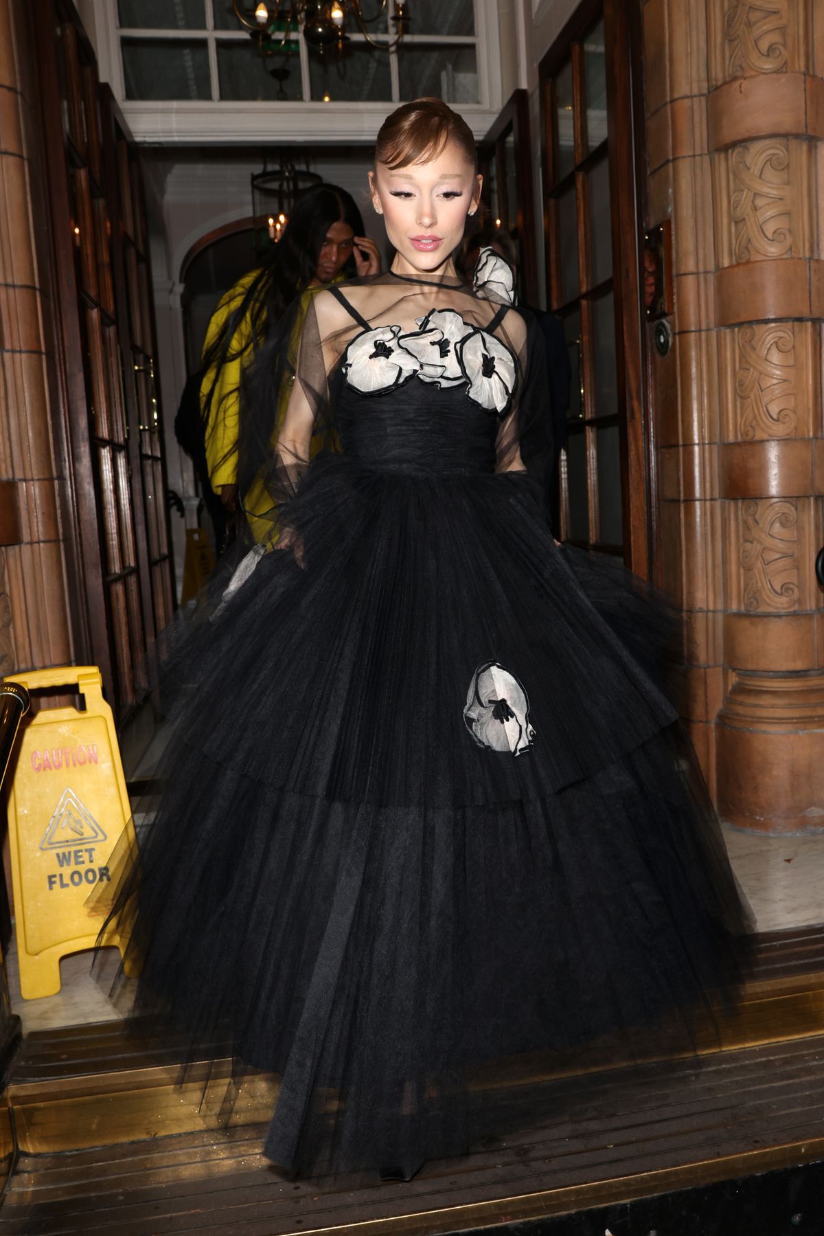 LONDON, ENGLAND - NOVEMBER 10: Ariana Grande leaving an after-party in Mayfair after the 'Wicked : For Good' Premiere on November 10, 2025 in London, England. (Photo by Neil Mockford/GC Images)