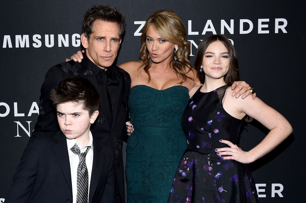 NEW YORK, NY - FEBRUARY 09:  (L-R) Quinlin Stiller, Ben Stiller, Christine Taylor and Ella Stiller attend the "Zoolander 2" World Premiere  at Alice Tully Hall on February 9, 2016 in New York City.  (Photo by Dimitrios Kambouris/Getty Images)