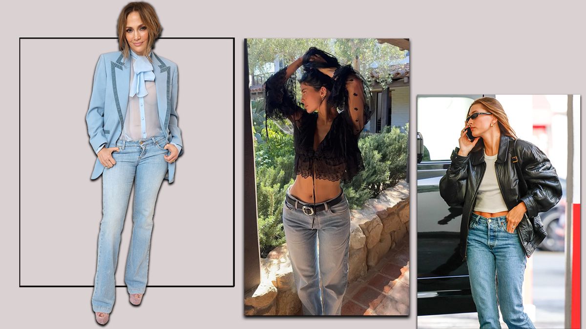 Jennifer Lopez, Hailey Bieber és Kylie Jenner alacsony derekú nadrágban.&nbsp;