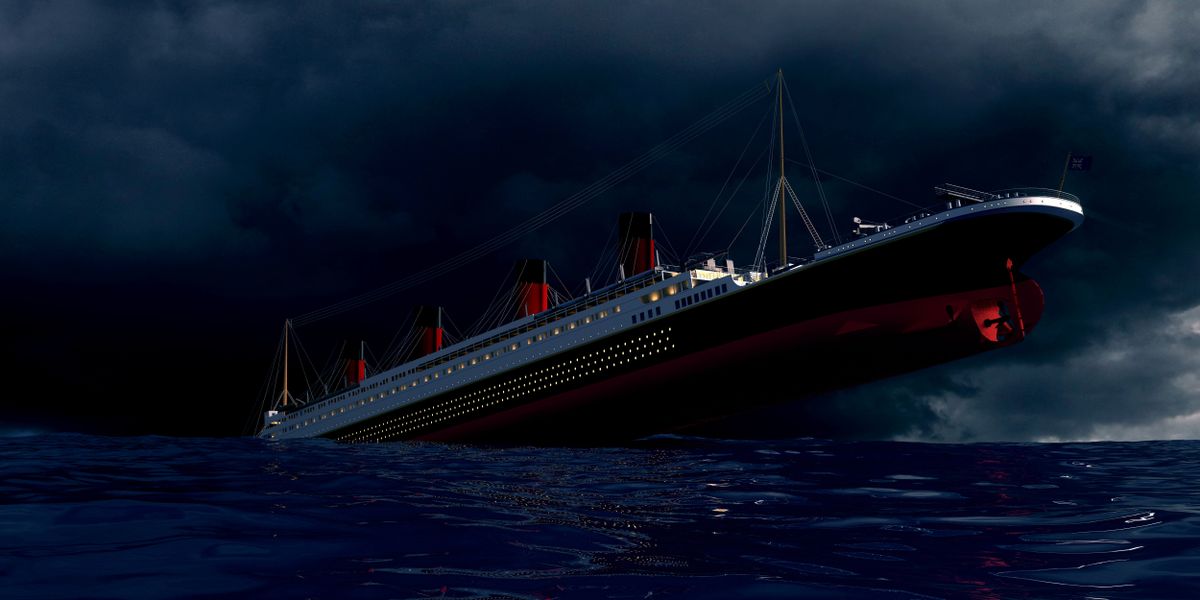 Extremely detailed and realistic high resolution 3d image of the old passenger ship Titanic