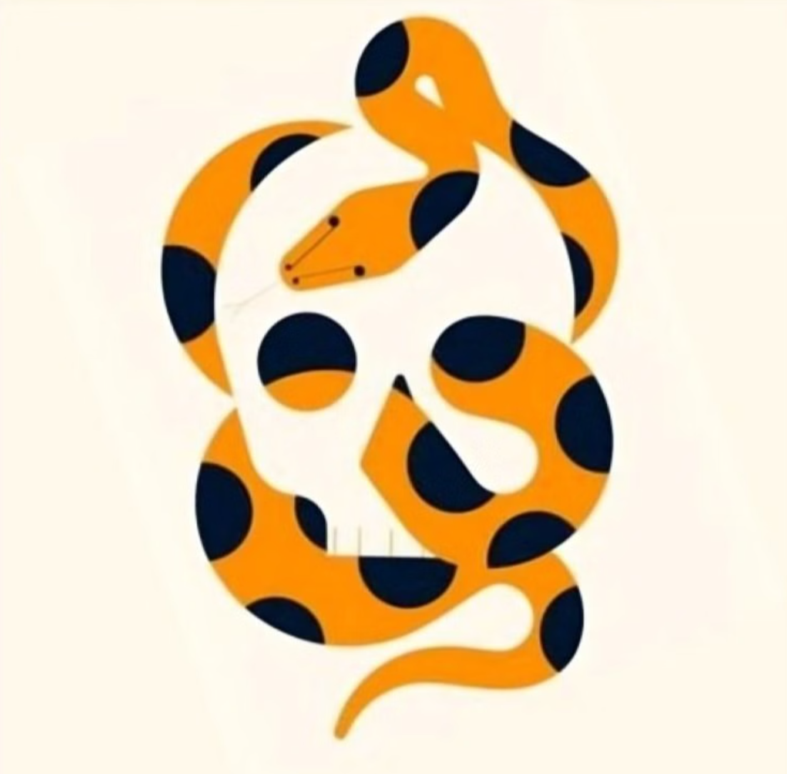 Személyiségteszt: egy kígyó és egy koponya.