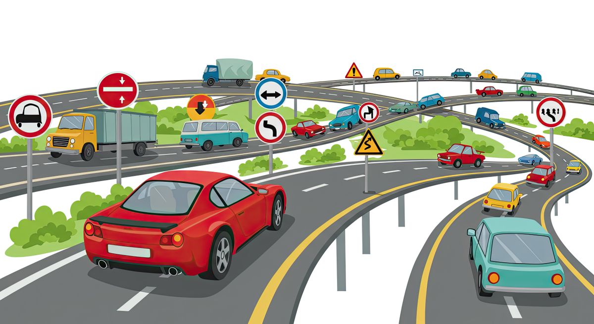 KRESZ-teszt rajzos ábrázolással