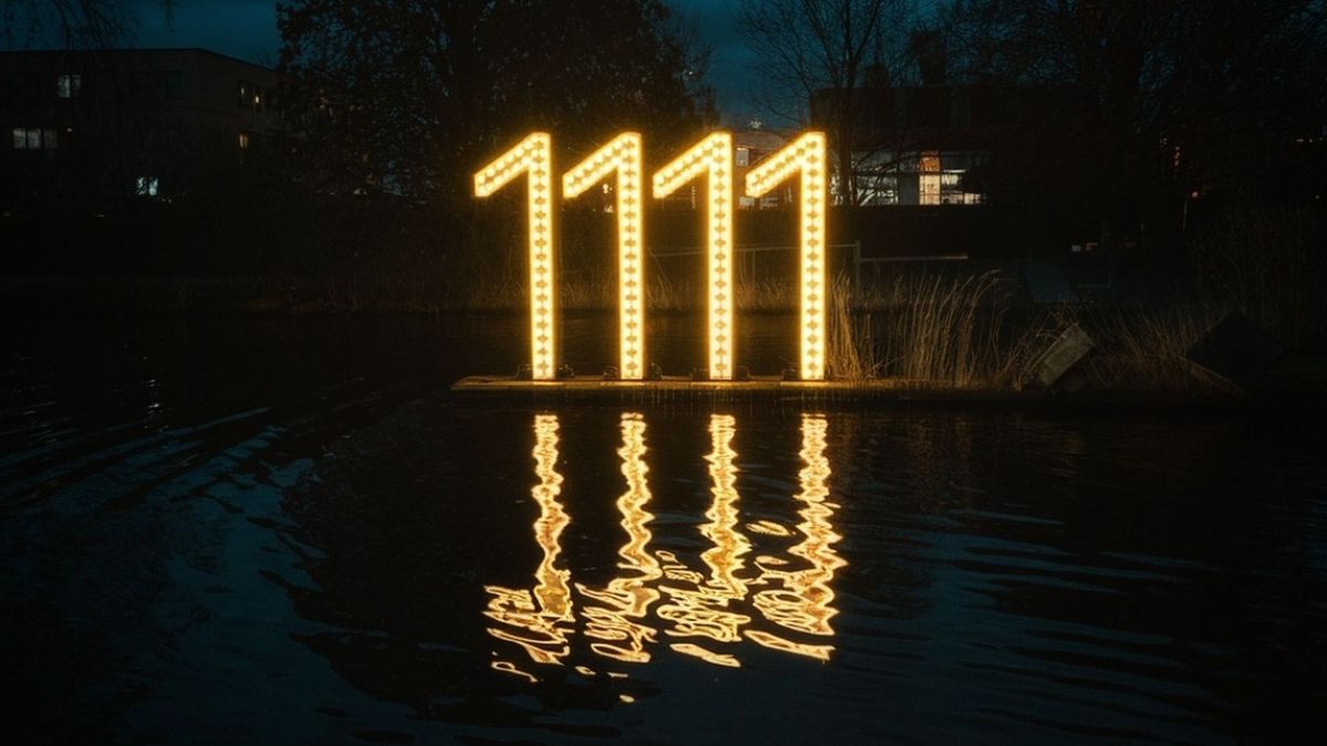 A 1111-es angyalszám tükröződik eg tavon.