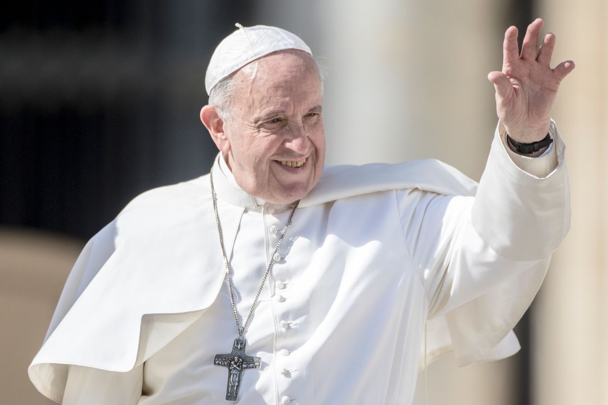 VATICAN CITY, VATICAN - FEBRUARY 27: Pope Francis leads his general weekly audience in St. Peter's Square at The Vatican on February 27, 2019 in Vatican City, Vatican. (Photo by Alessandra Benedetti - Corbis/Corbis via Getty Images)