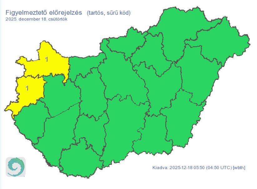 Az ország észak-nyugati részén hideg és ködös idő várható csütörtökön