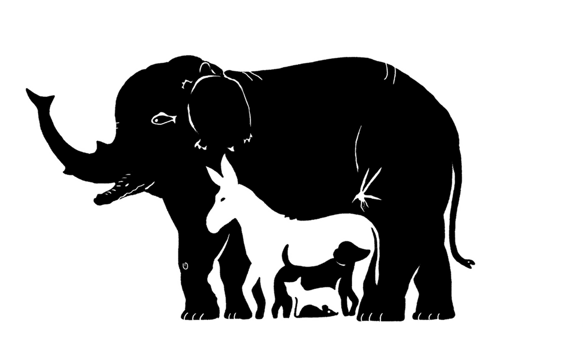 Optikai teszt: egy egész állatkert van egy elefántban.