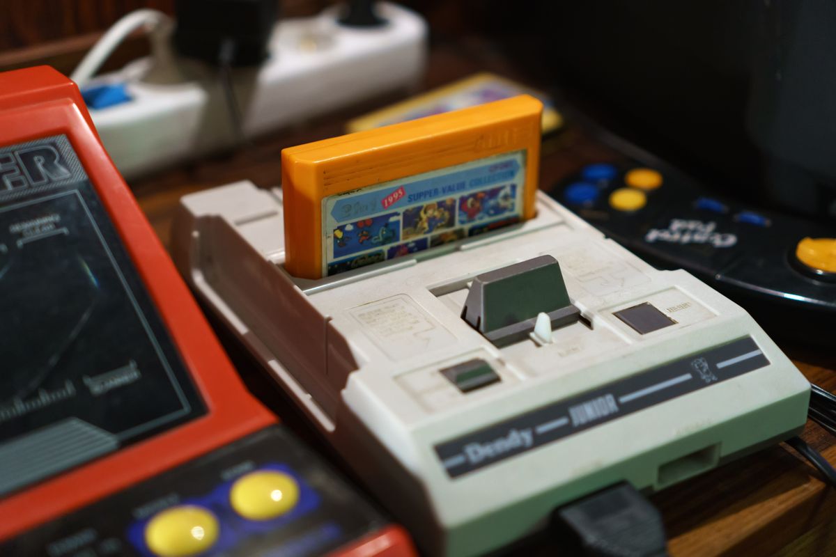 Tallinn, Estonia - 21.05.2022: LVLup! Video Game Museum - Dendy Console