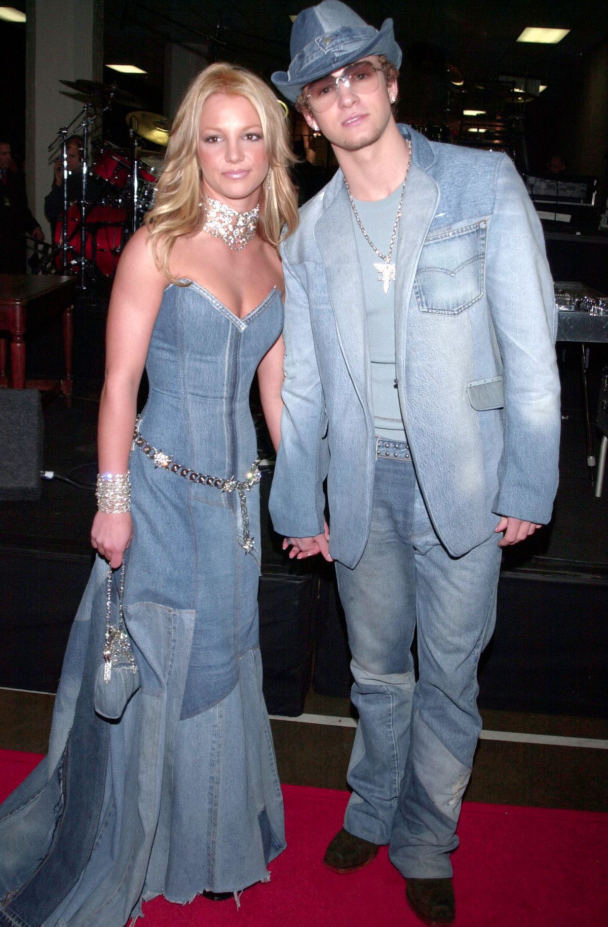 Britney Spears and Justin Timberlake, arriving at the 28th annual American Music Awards, held at the Shrine Auditorium. (Photo by Frank Trapper/Corbis via Getty Images)