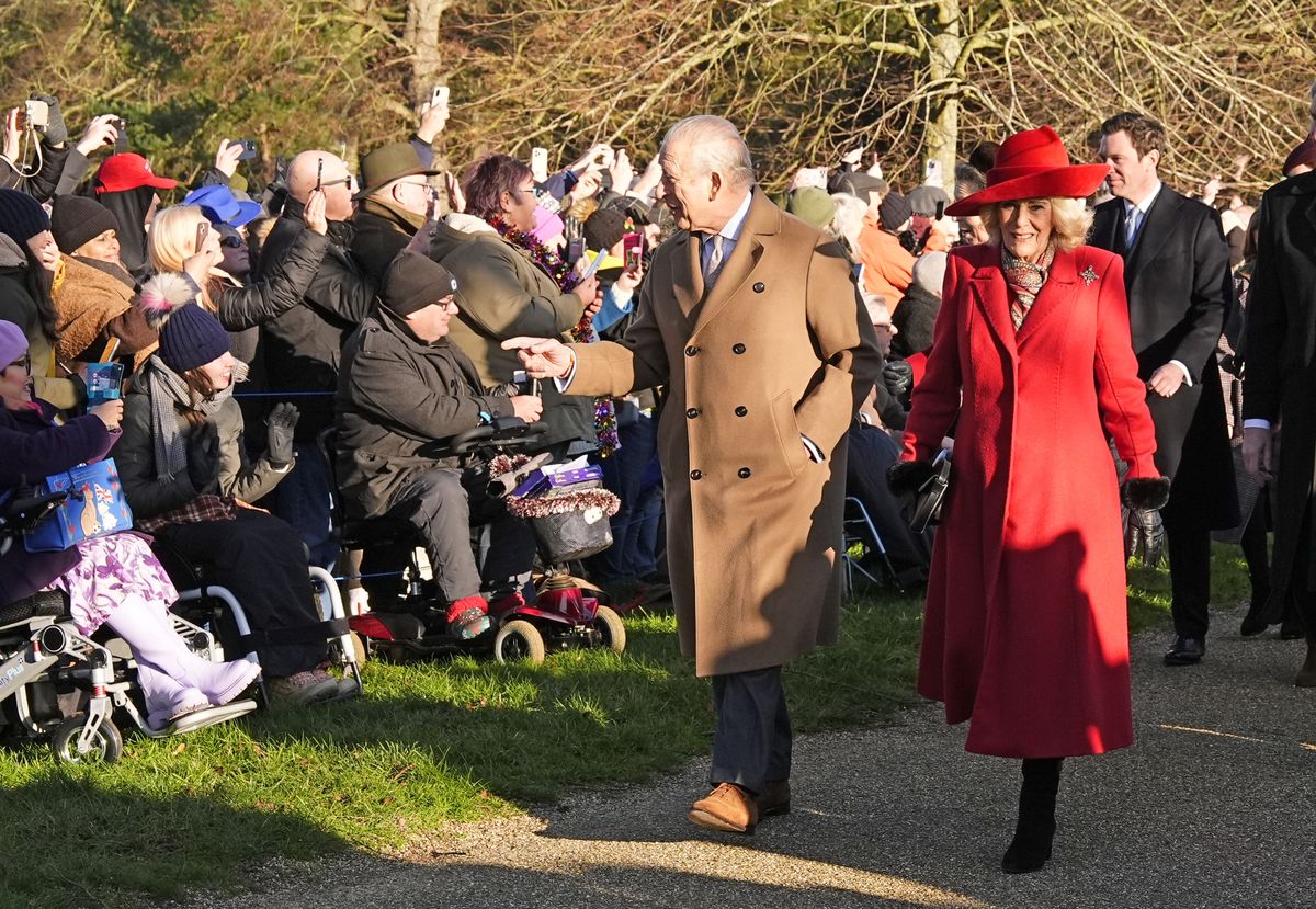 King Charles III and Queen Camilla attending the Christmas Day morning church service at St Mary Magdalene Church in Sandringham, Norfolk. Picture date: Thursday December 25, 2025. (Photo by Aaron Chown/PA Images via Getty Images)