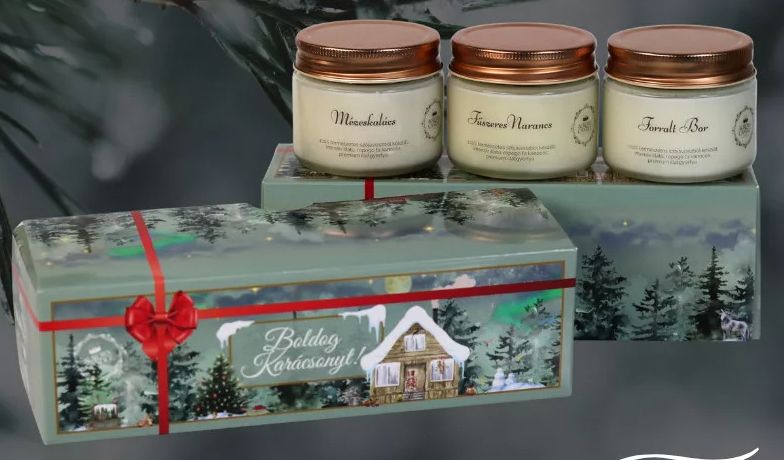 Aurora Candle 2025 karácsonyi ajándékcsomag Forrás: auroracandle.hu