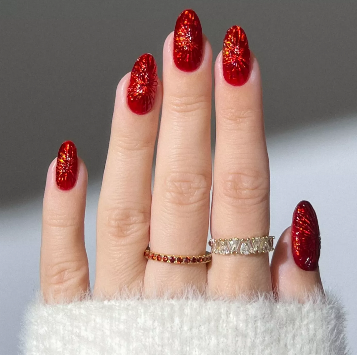piros karácsonyi körmök