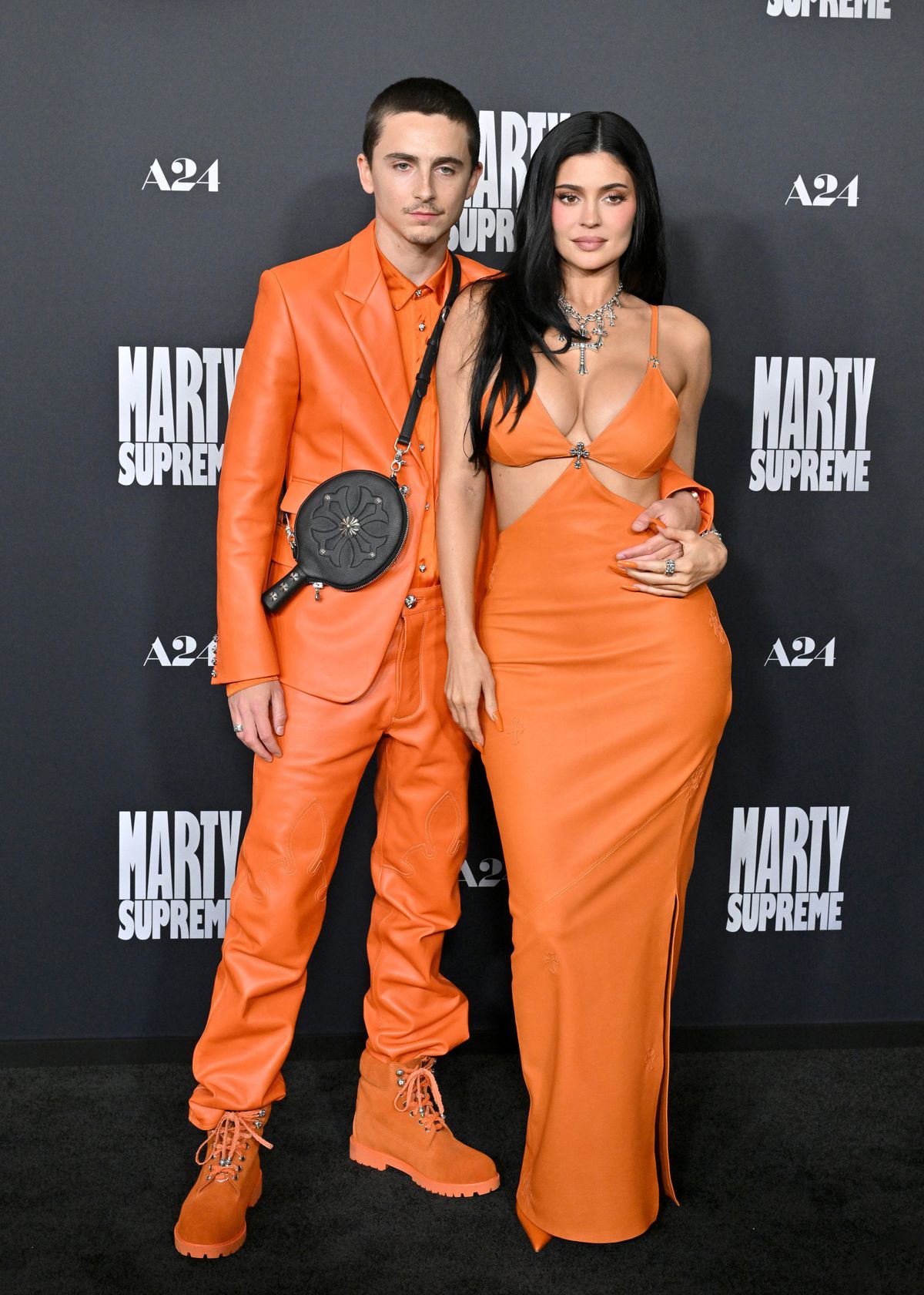 Timothée Chalamet és Kylie Jenner a Marty Supreme című film Los Angeles-i premierjén.