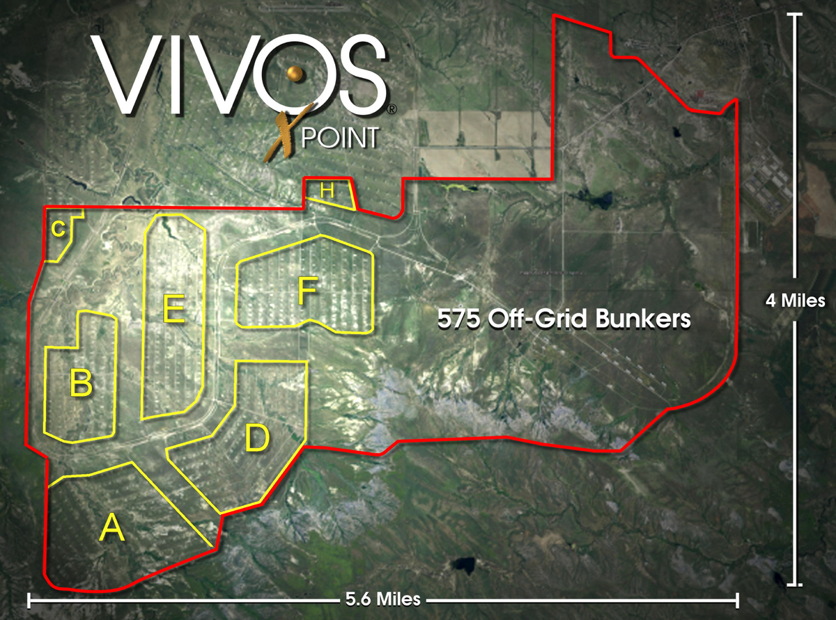 A VIVOS X Point luxusbunker térképe.