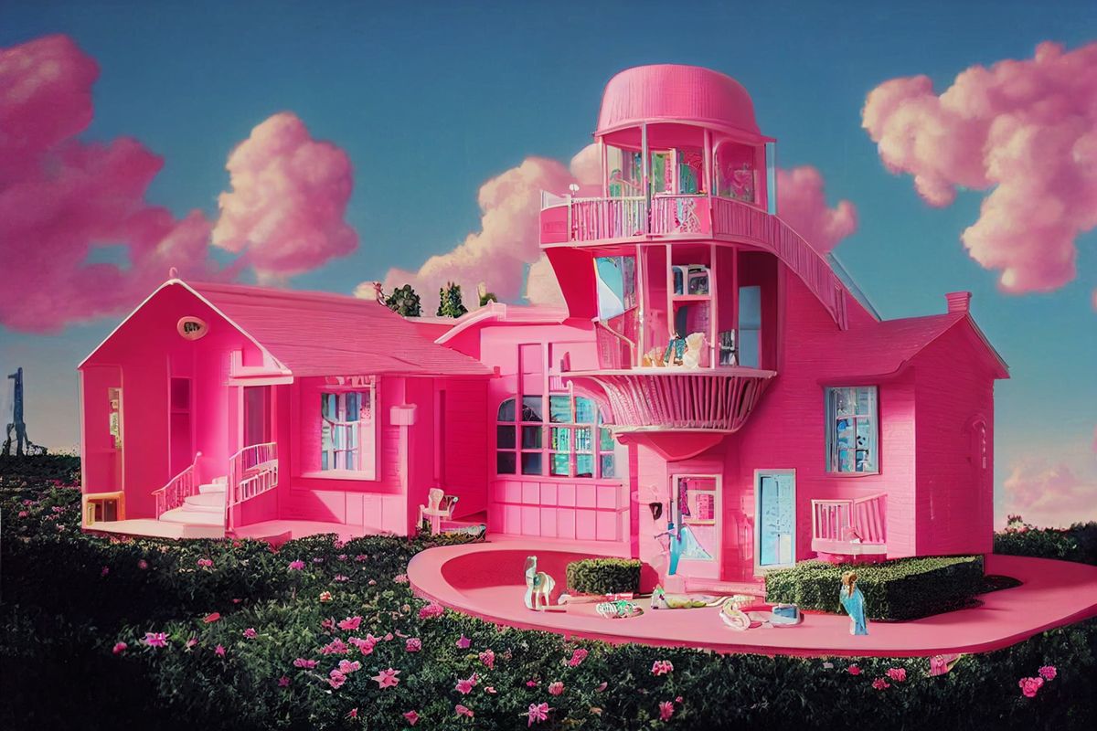 Pink house for a doll. A house for a blonde. The house of your dreams.