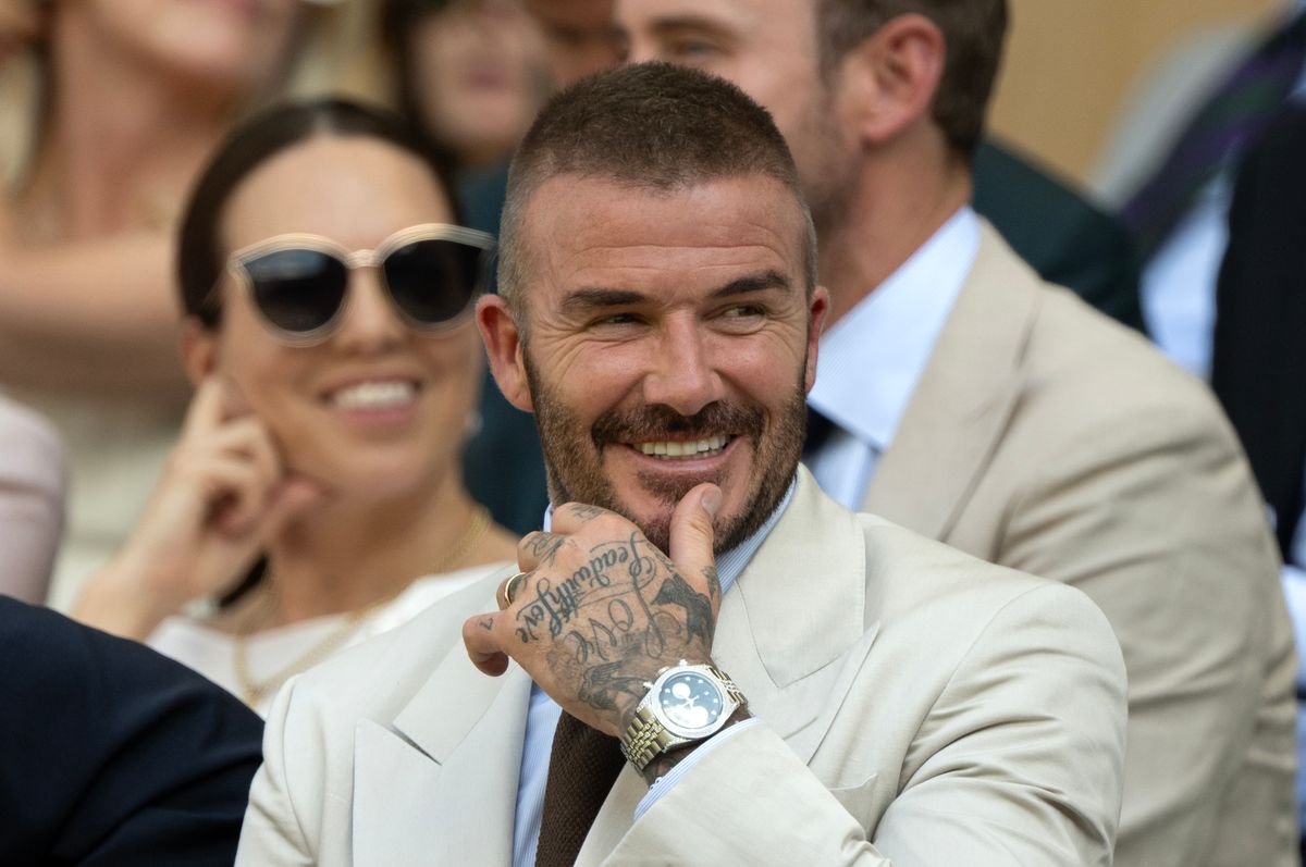 LONDON, ENGLAND - JUNE 30: Sir David Beckham watches on during the Gentlemen's Singles first round match between Fabio Fognini of Italy and Carlos Alcaraz of Spain on day one of The Championships Wimbledon 2025 at All England Lawn Tennis and Croquet Club on June 30, 2025 in London, England. (Photo by Visionhaus/Getty Images)