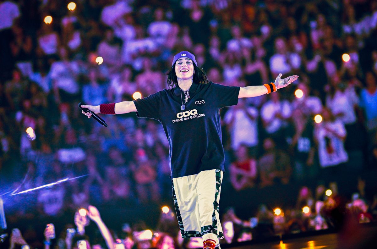 LONDON, ENGLAND - JULY 10: Billie Eilish performs on stage at The O2 Arena on July 10, 2025 in London, England. (Photo by Gareth Cattermole/Getty Images for Live Nation)