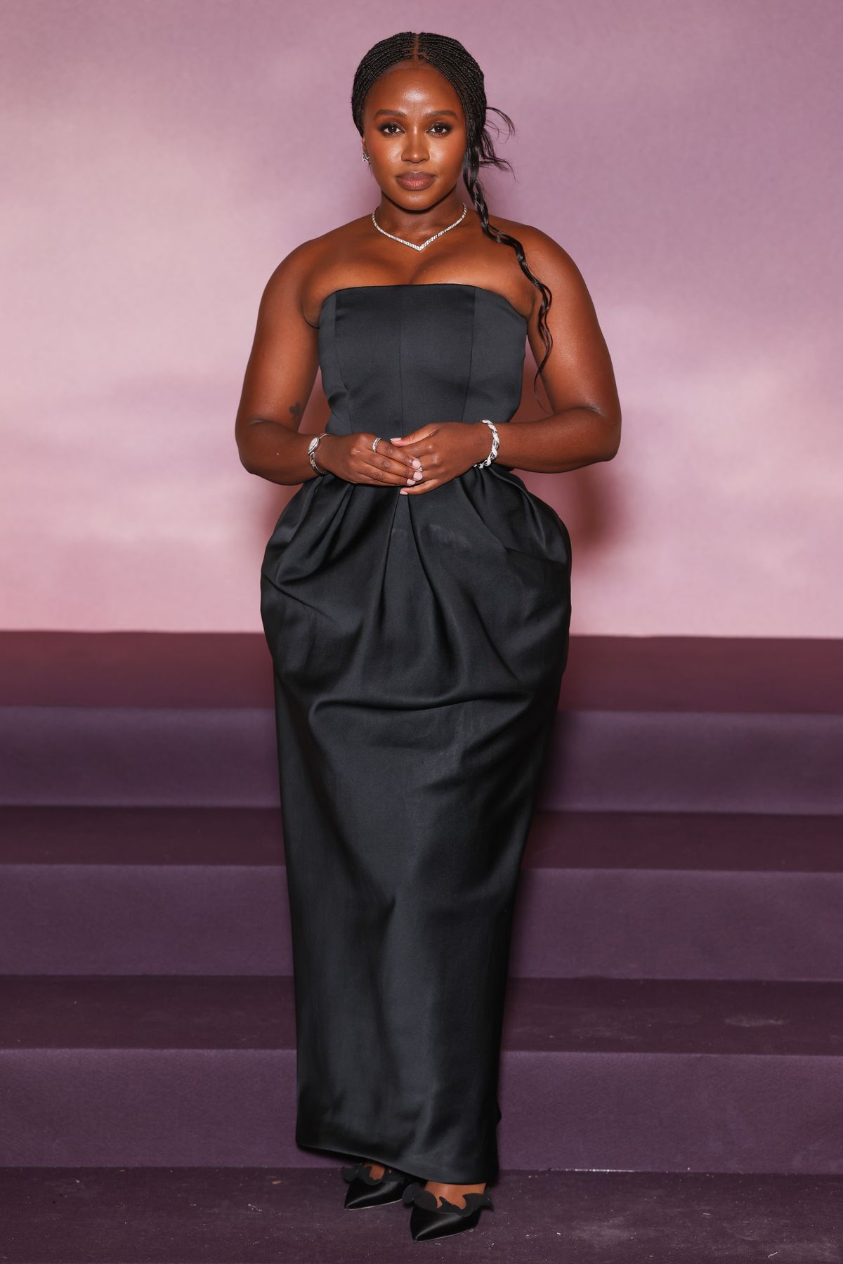 PARIS, FRANCE - JANUARY 14: Masali Baduza attends the "Bridgerton" Season 4 Paris World Premiere at Palais Brongniart on January 14, 2026 in Paris, France. (Photo by Stephane Cardinale - Corbis/Corbis via Getty Images)