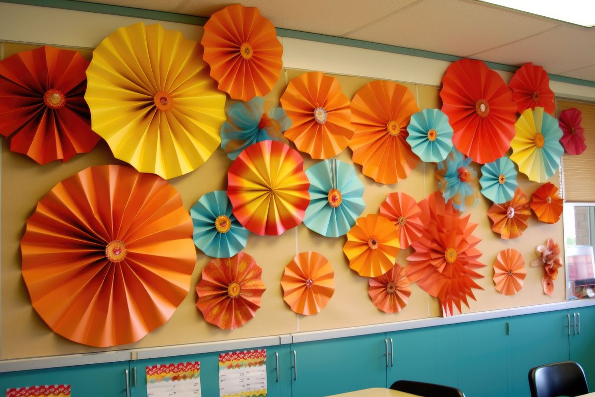 Az osztálytermeket is nagyon feldobják a hajtogatott papírrozetták,
