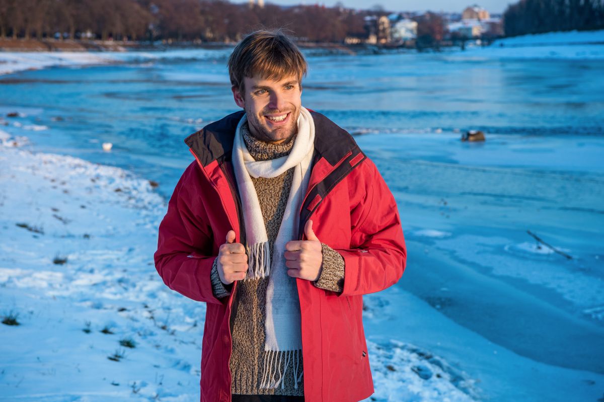 positive man in outerwear jacket. man in outerwear outdoors. stylish man in outerwear